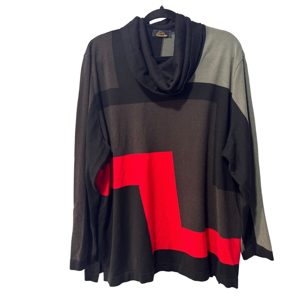 Karin Glasmacher Germany Cowl Neck Geometric Colorblock Knit Top Sweater Size 5